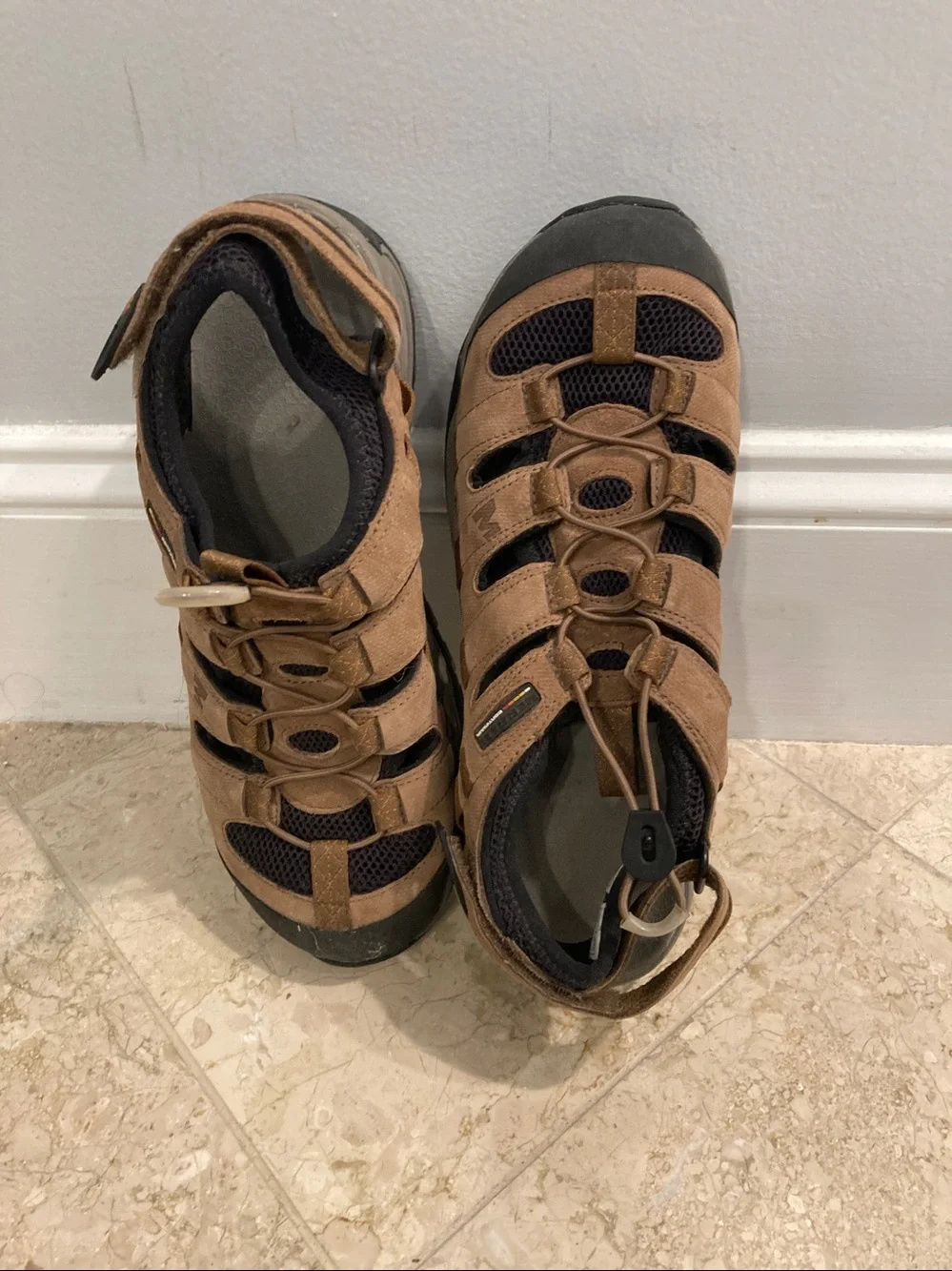 Merrell Saugatuck Kangaroo Closed Toe Hiking Sandals Brown Leather Mens Size 13